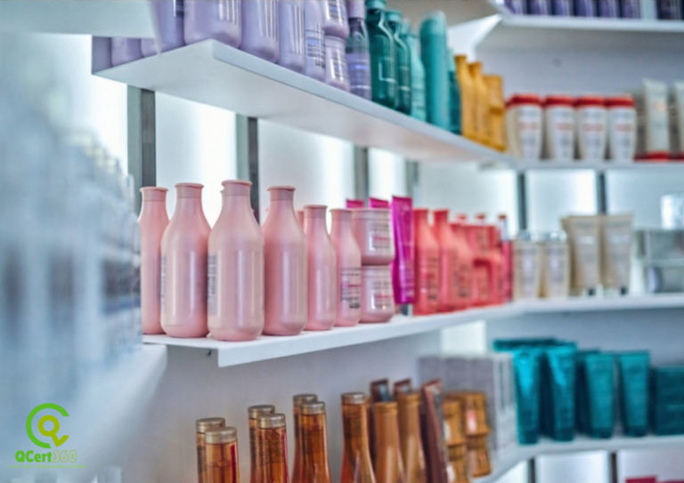 Cosmetic production facility following GMP and ISO 22716 standards for clean beauty compliance and quality assurance.