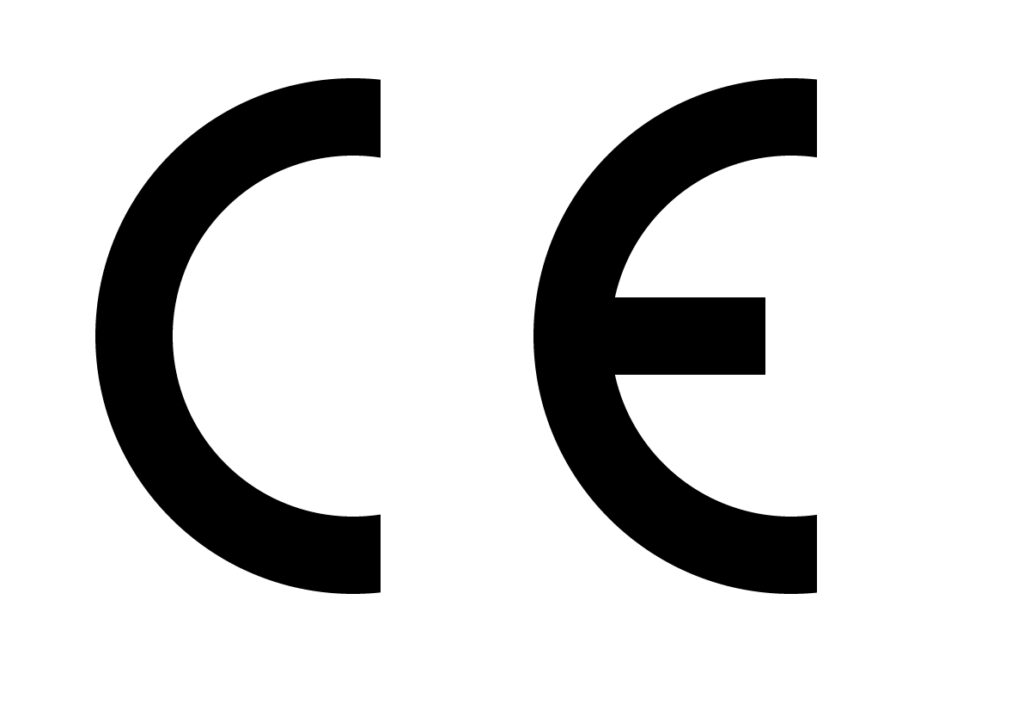 CE Mark certification label on a product indicating compliance with European Union regulations for market access.