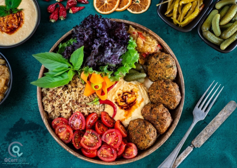 Kosher-certified packaged foods and restaurant kitchen for food safety and market access