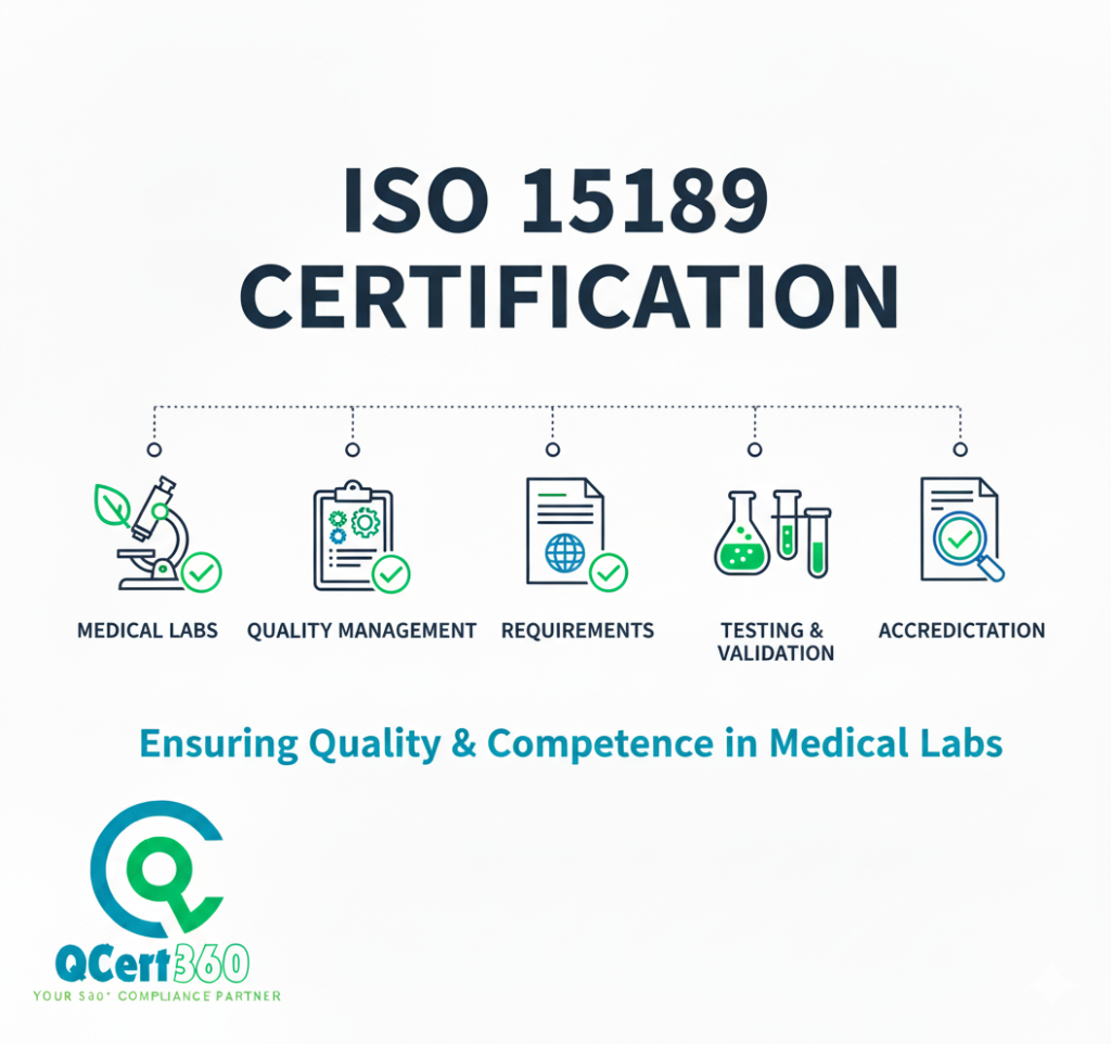 ISO 15189:2022 certification logo for medical laboratories, indicating quality and competence compliance