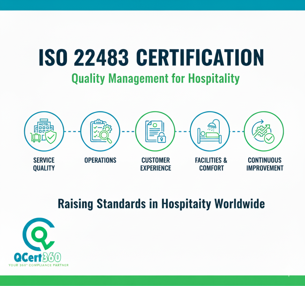ISO 22483:2020 certification logo representing quality management standards for the tourism and hospitality industry