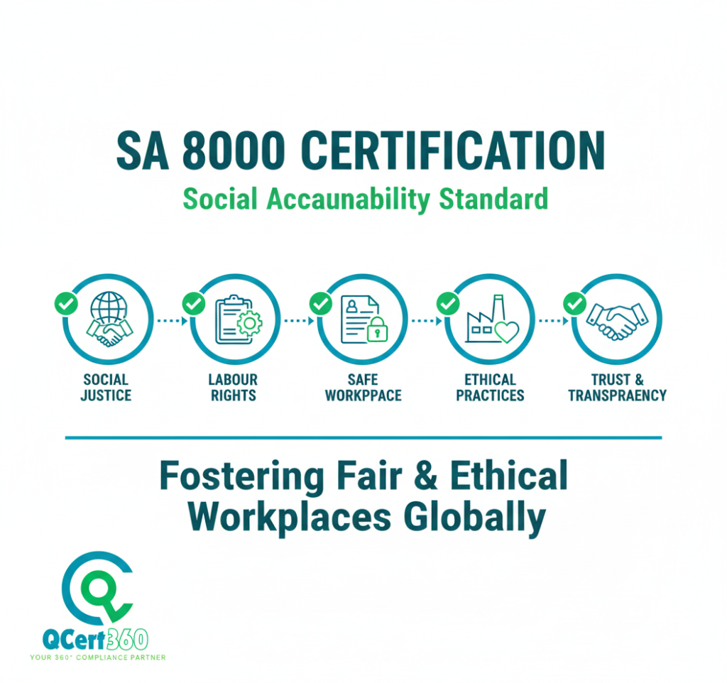 SA 8000 certification logo representing social accountability and ethical workplace standards