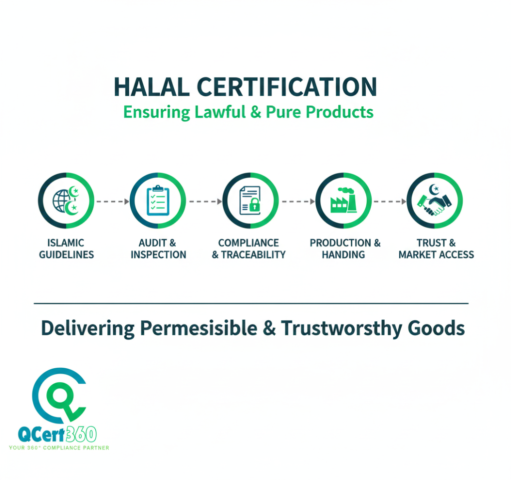 Halal certification logo representing compliance with Islamic dietary and product standards