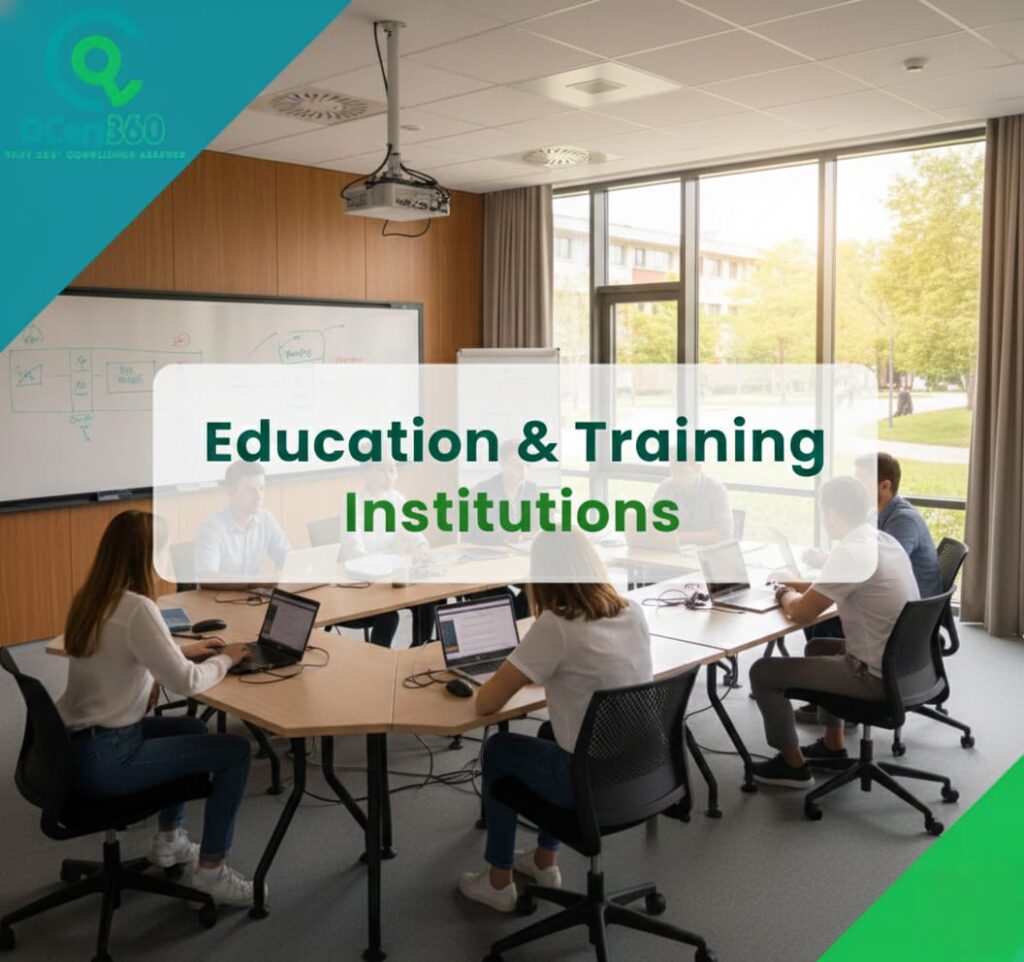 Education and training institution implementing ISO standards, quality systems, and compliance with Qcert360 support.