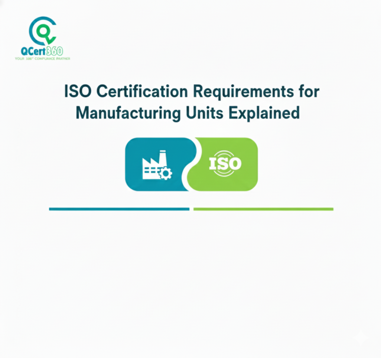 Manufacturing unit meeting ISO certification requirements through documented processes, quality controls, and compliance systems.