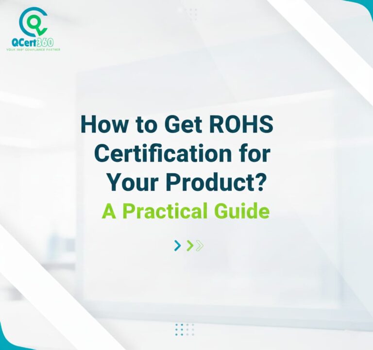 RoHS certification process showing product testing, restricted substance checks, and compliance documentation for electronics.