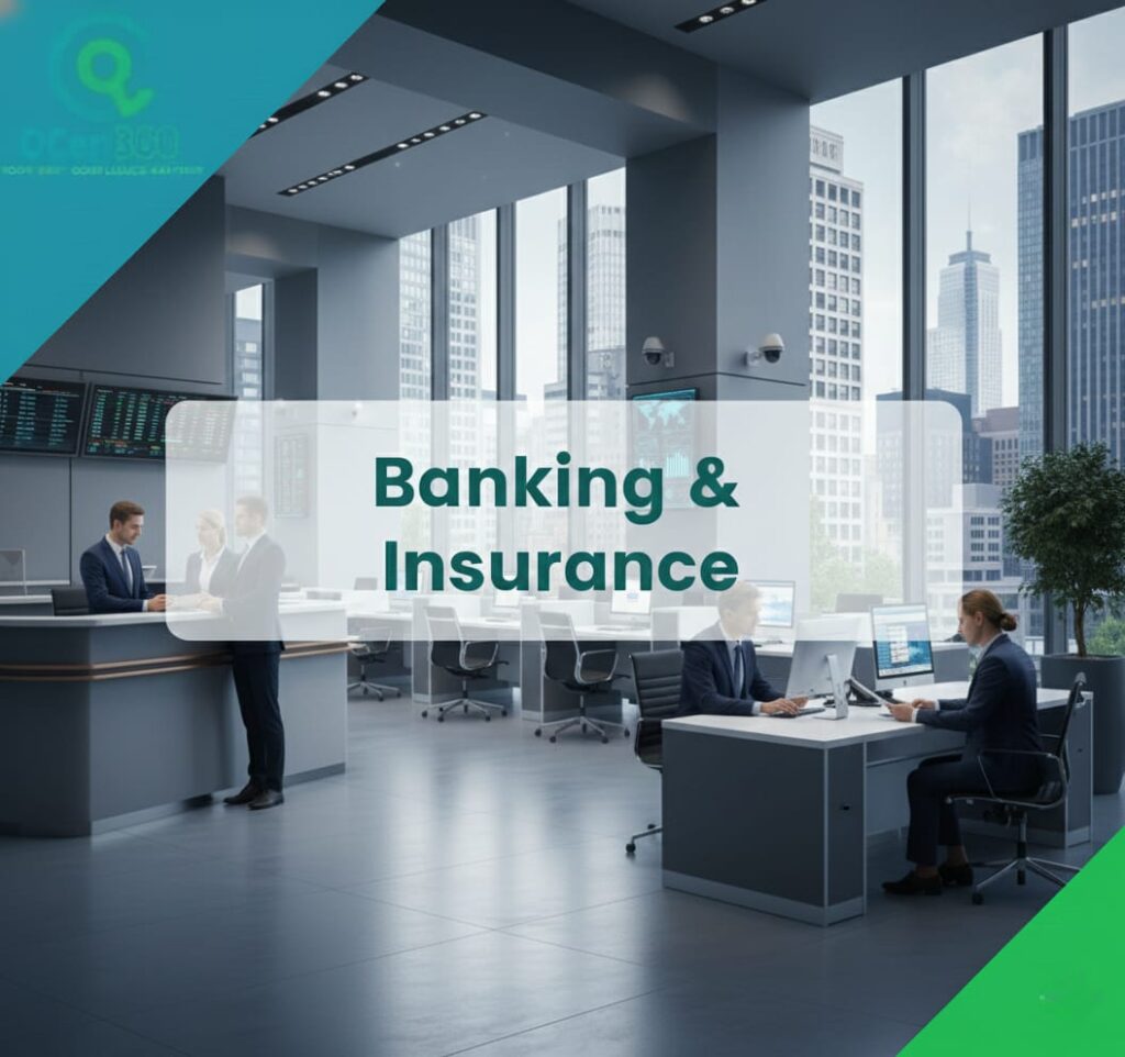 Banking and insurance operations meeting ISO standards, risk management, and compliance with Qcert360 support.
