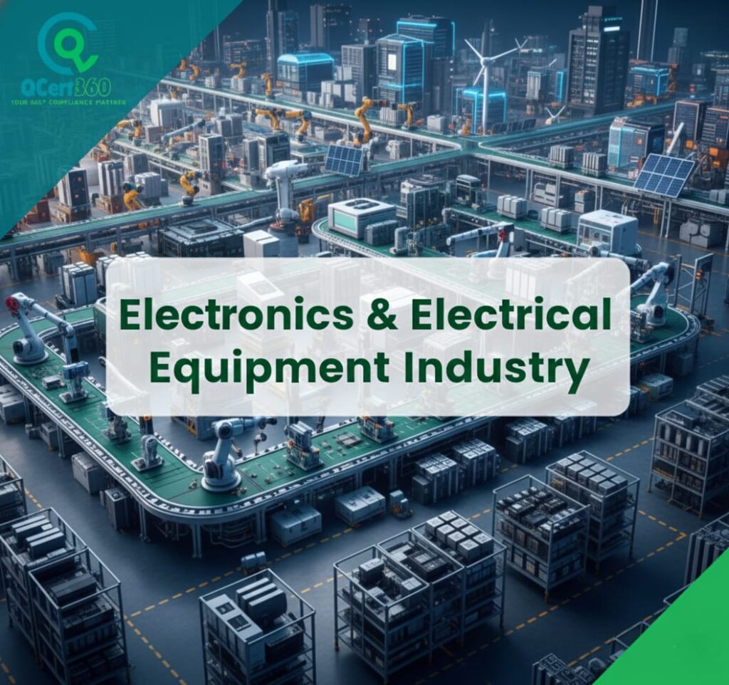 Electronics and electrical equipment manufacturing processes meeting safety, quality, and regulatory compliance requirements.