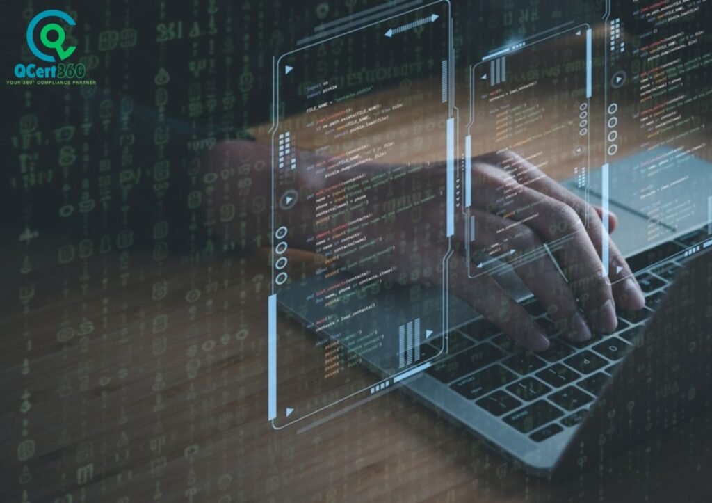 ISO Certification for IT Companies showcasing cybersecurity, software development, data protection, and IT compliance management