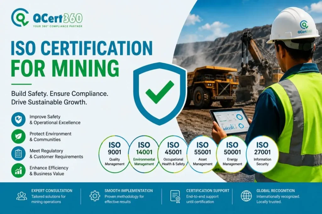 ISO certification for mining companies covering quality, environmental, occupational health and safety, asset, energy, and information security
